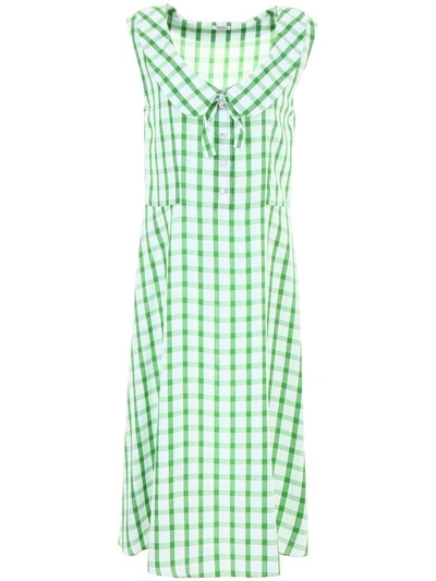 Shop Miu Miu Check Dress In Verde|verde