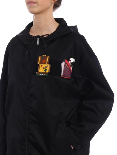 Shop Prada Gabardine Nylon+patch Blouson In Nero