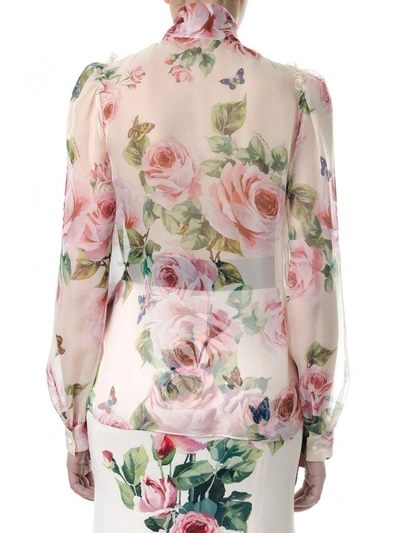 Shop Dolce & Gabbana Roses Printed Silk Shirt In Multicolor