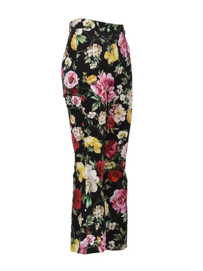 Shop Dolce & Gabbana Flared Floral Pants In Nero-multicolor