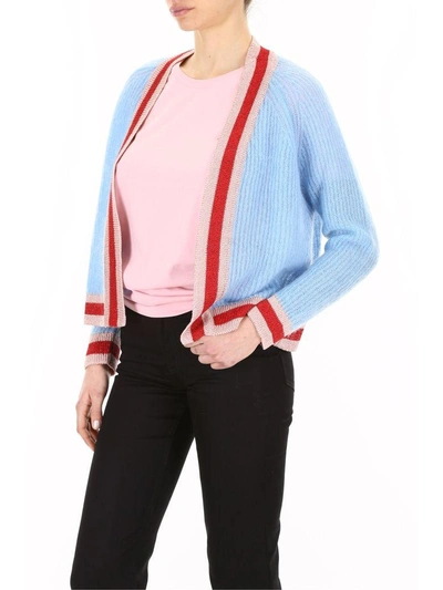 Shop Essentiel Antwerp Cardigan With Lurex Hems In Light Blueceleste