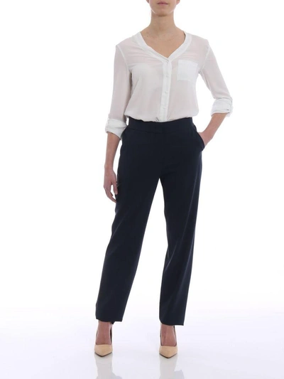 Shop Giorgio Armani High Waist Trousers In Blue