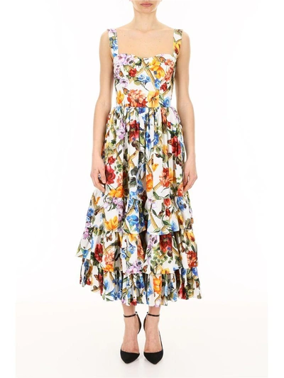 Shop Dolce & Gabbana Floral Printed Dress In Fiori Rampicantirosso