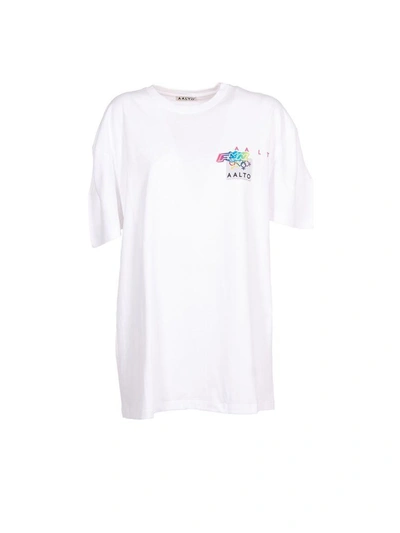 Shop Aalto Logo Print T-shirt In White