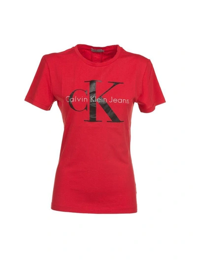 Shop Calvin Klein Jeans Est.1978 Calvin Klein Logo Print T-shirt In Rosso-nero