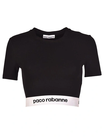 Shop Paco Rabanne Logo Cropped Top In Black