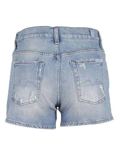 Shop 7 For All Mankind Distressed Denim Shorts In Blu