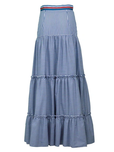 Shop Stella Jean Toucans Striped Maxi Skirt In Blue