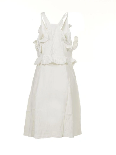 Shop Iro Ruffled Dress In Bianco