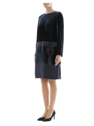 Shop Alberta Ferretti Blue Velvet Dress