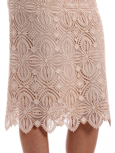 Shop Ermanno Scervino Lace Embroidered Midi Skirt In Beige-white