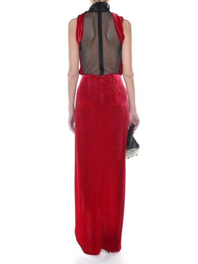 Shop Vatanika Design Backless Silk-velvet Long Dress In Red
