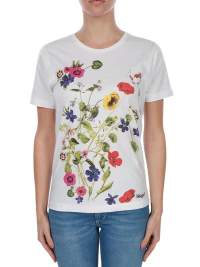 Shop Blugirl Cotton T-shirt In White - Multicolor