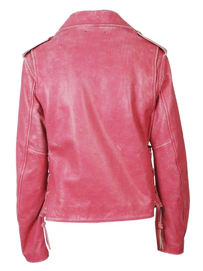 Shop Golden Goose Zipped Biker Jacket In Magenta