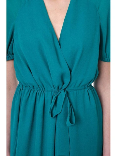 Shop Lanvin Emerald Silk Wrap-style Long Dress