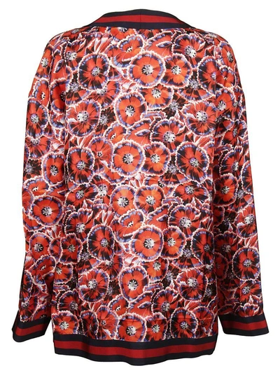 Shop Gucci Floral Print Cardigan In Avorio