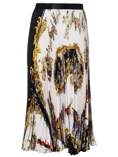 Shop Versace Baroque Pleated Skirt In Nero