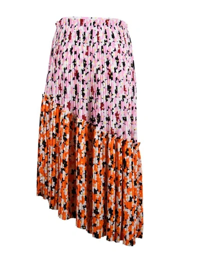 Shop Kenzo Asymmetric Pleated Skirt In Rose Flamant