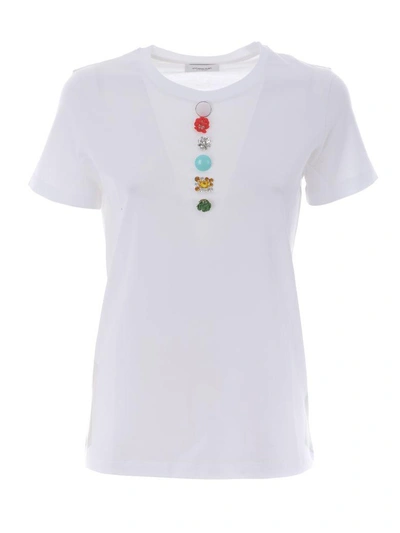 Shop Dondup Embellished T-shirt In Bianco