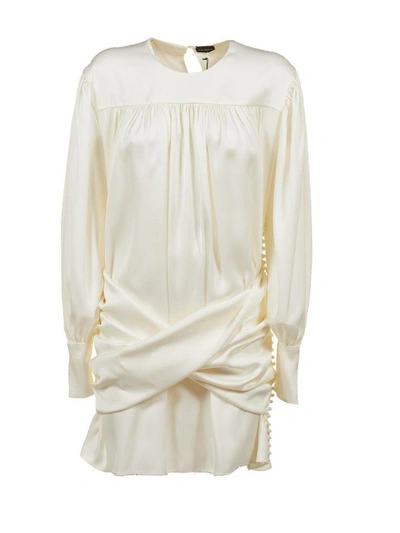 Shop Magda Butrym Frayed Chest Dress In Bianco