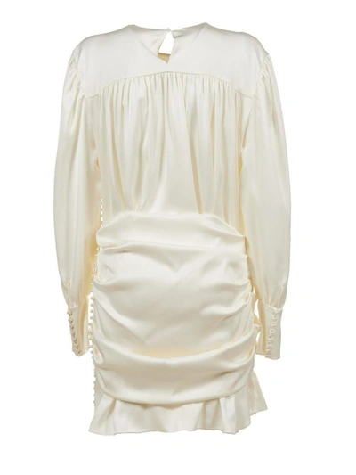 Shop Magda Butrym Frayed Chest Dress In Bianco