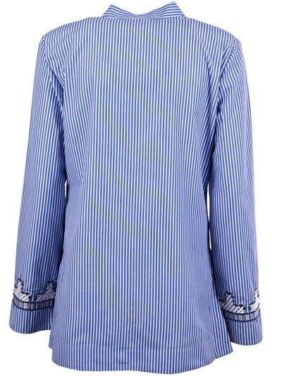 Shop Tory Burch Embroidered Shirt In Shirting Stripe