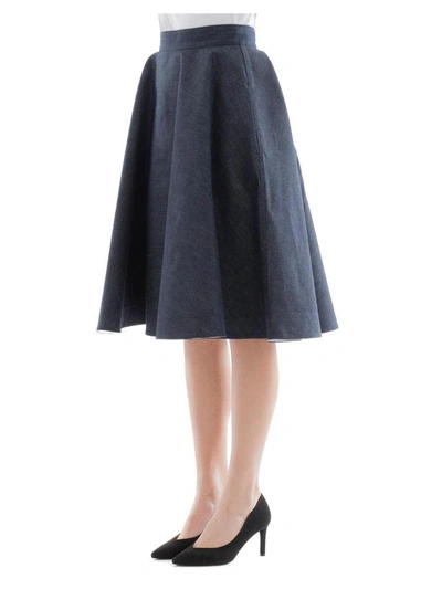 Shop Calvin Klein Blue Cotton Skirt