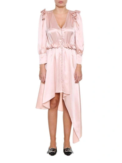 Magda Butrym Tarragona Asymmetric Ruffled Silk-satin Dress In Pink ...