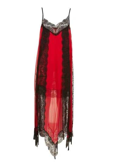 Shop Christopher Kane Lace Trim Layered Dress In Rosso Nero