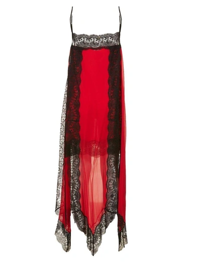Shop Christopher Kane Lace Trim Layered Dress In Rosso Nero
