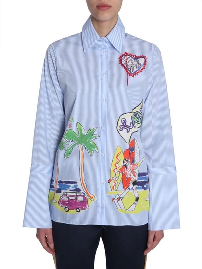 Shop Mira Mikati Venice Beach Printed Shirt In Celeste