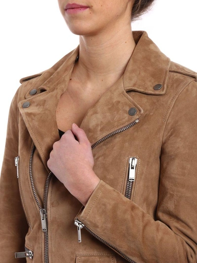 Shop Saint Laurent Motorcycle Jacket In Taupe Clair