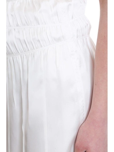 Shop Helmut Lang Ruched High Rise White Satin Skirt