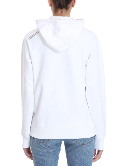 Shop Helmut Lang Index Hoodie White Cotton Sweatshirt