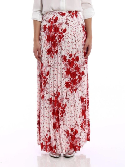 Shop Ermanno Scervino Floral Pleated Skirt In Swhite/red