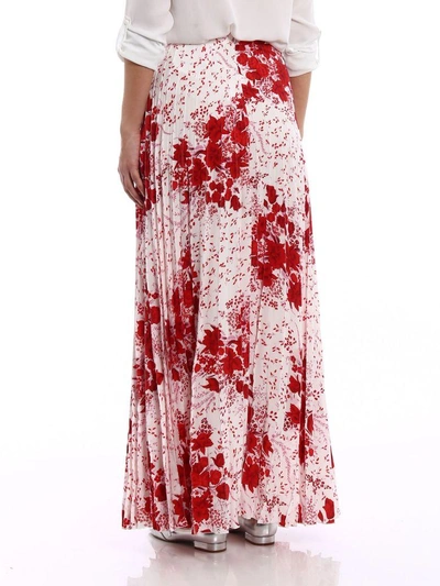 Shop Ermanno Scervino Floral Pleated Skirt In Swhite/red