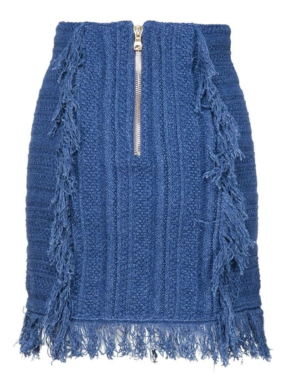 Shop Balmain Classic Skirt In Blue