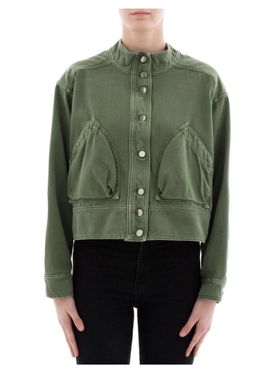 Shop Valentino Green Cotton Jacket