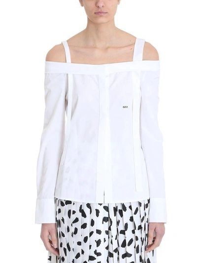 Shop Off-white Off Shoulder Shirt In White