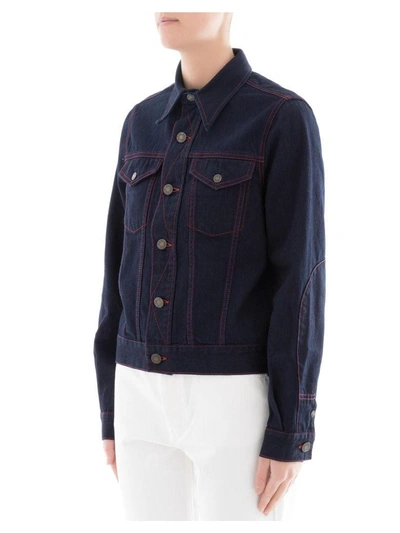 Shop Calvin Klein Blue Cotton Jacket