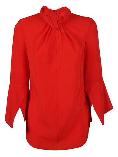 Shop Victoria Beckham Flare-sleeve Knot Blouse In Red Candy