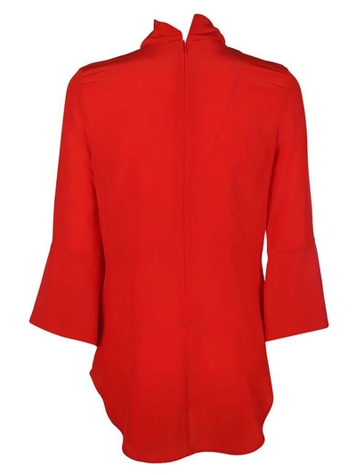 Shop Victoria Beckham Flare-sleeve Knot Blouse In Red Candy