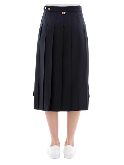 Shop Thom Browne Blue Wool Skirt