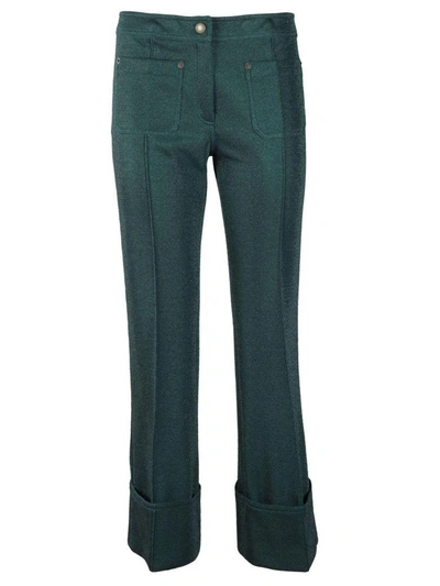 Shop Marco De Vincenzo Cropped Lurex Trousers In Laurel