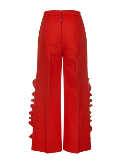 Shop Msgm Ruffled Trousers In Rosso