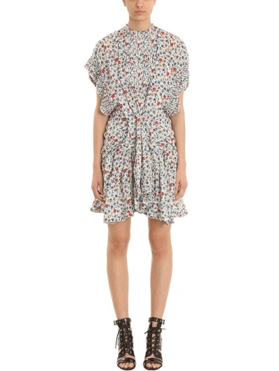 Shop Chloé Georgette Loose Dress With Floral Print Dress In Multicolor