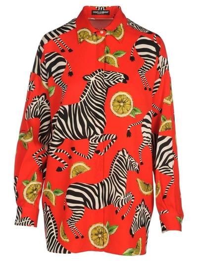 Shop Dolce & Gabbana Camicia Zebra In Red