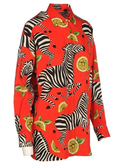 Shop Dolce & Gabbana Camicia Zebra In Red