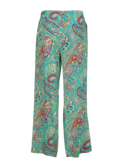 Shop Etro Mixed Print Trousers In Verde Fantasia