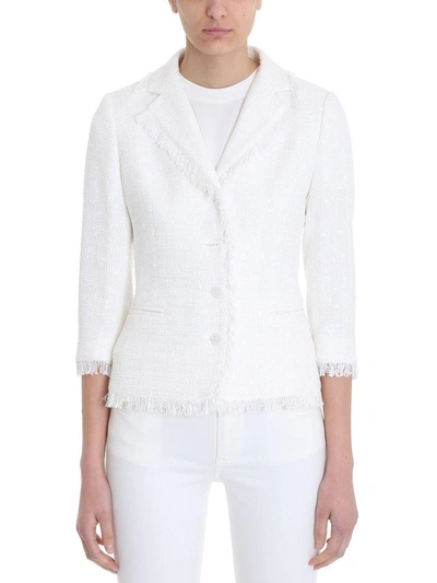 Shop Tagliatore 0205 Adele White Cotton-blend Boucl? Jacket